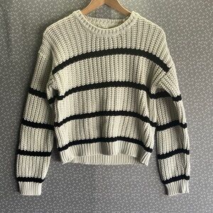 Striped Black and Cream Women's Sweater